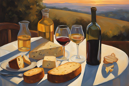Geschenkpaket "Genusstrio" Walnussöl mit Brot, Käse & Wein